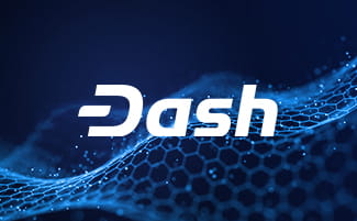 Logo de Dash sobre fondo azul