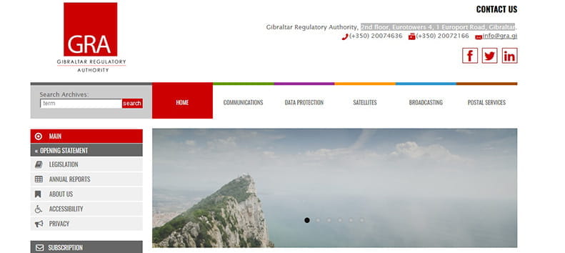 Vista previa de la Autoridad Regulador Gibraltar