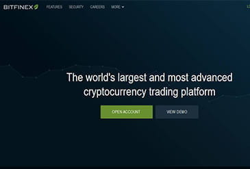 Esta es la página de inicio de bitfinex