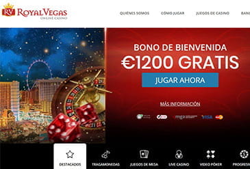 Sección de bonos disponibles en Casino Royal Vegas