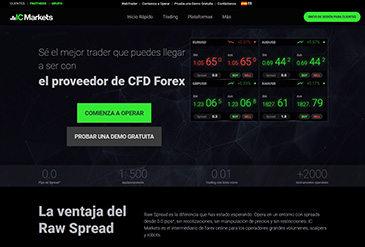 Vista de la página web de IC Markets