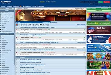 Página principal del casino de Marathonbet