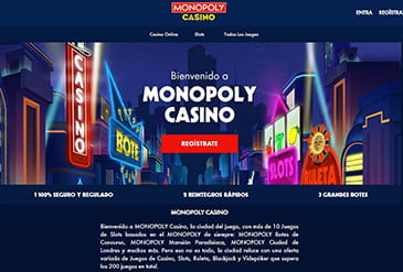 La página principal de MONOPOLY Casino