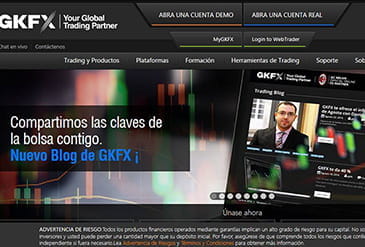 Página de inicio de GKFX, un bróker registrado en la FCA