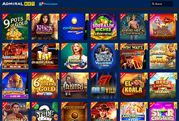 Selección de juegos de tragaperras en casino AdmiralBet