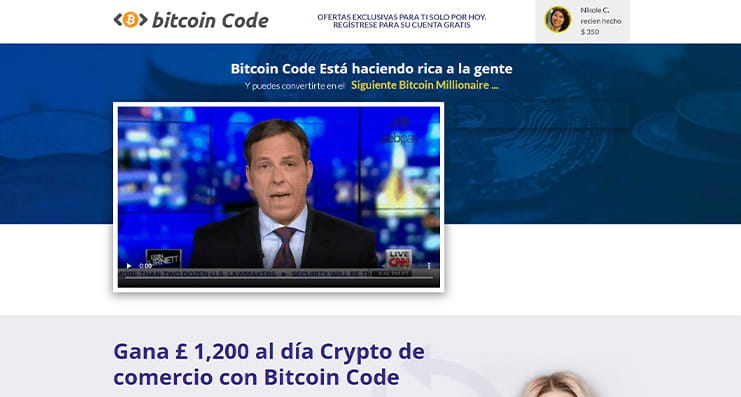 La página principal de Bitcoin Code.
