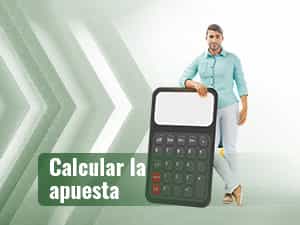 Hombre apoyado en una calculadora grande preparado para calcular sus apuestas a MMA.