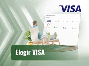Hombre escogiendo Visa como método de pago en casino online