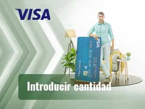 Hombre apoyado en una tarjeta Visa
