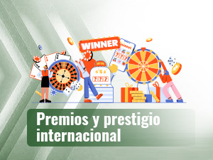 Varias personas celebran haber ganado tras aprender a apostar junto a iconos de ruletas, tragaperras, fichas de casino y dados.
