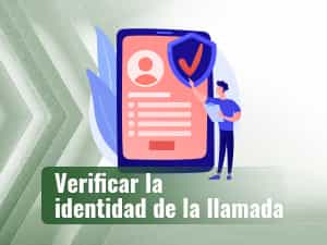 Un hombre delante de una pantalla móvil gigante que hace presentación sobre cómo verificar la identidad de la llamada.