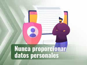 Una persona delante de una hoja de papel gigante que debe evitar de proporcionar sus datos personales.