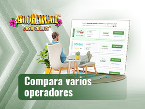 Una persona comparando operadores en una reseña de la tragaperras Alohawaii.