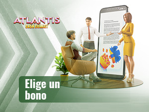 Dos personas presentan a una tercera los bonos disponibles para jugar a Atlantis Cash Collect online.
