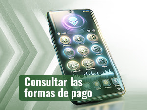 Revisar los símbolos de criptomonedas diferentes en la pantalla de un celular para elegir una forma de pago en el casino.