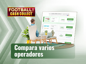 Una hombre compara operadores en una reseña online de la tragaperras Fotball! Cash Collect.
