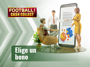 Dos personas presentan a una tercera los bonos disponibles para jugar a Football! Cash Collect online.