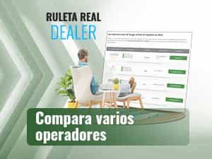 Hombre frente una pantalla eligiendo un operador con ruletas de Real Dealer