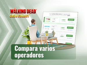 Una persona comparando operadores en una reseña de la tragaperras The Walking Dead Cash Collect.