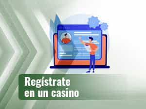 Hombre registrándose en un casino a través de un ordenador.
