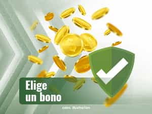 Símbolo de verificación rodeado de monedas.