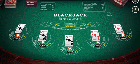 Mesa del juego Blackjack Surrender