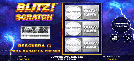 Partida del raspadito Blitz! Scratch de Playtech Origins.