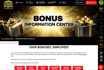 Página principal de casino Golden Nugget.