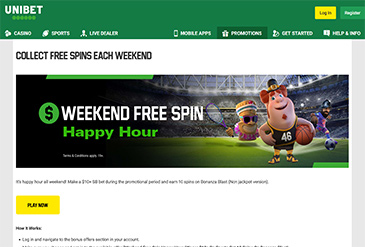 Página principal de casino Unibet.