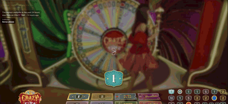 Partida real del juego en vivo Crazy Time.