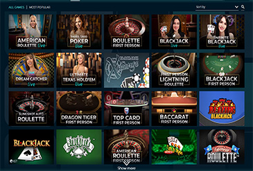 Oferta de juego en betOcean Online Casino.