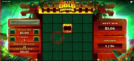 Tablero de Aztec Gold Mines de iSoftBet con temática azteca y cargas ocultas