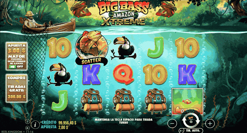 Partida a la slot Big Bass Amazon Xtreme en un casino online de México.