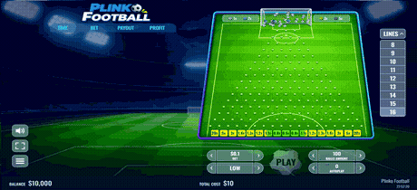 Tablero del juego Plinko Football de Platipus Gaming
