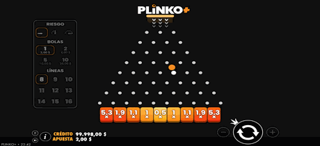 Tablero del juego Plinko+ de Pragmatic Play