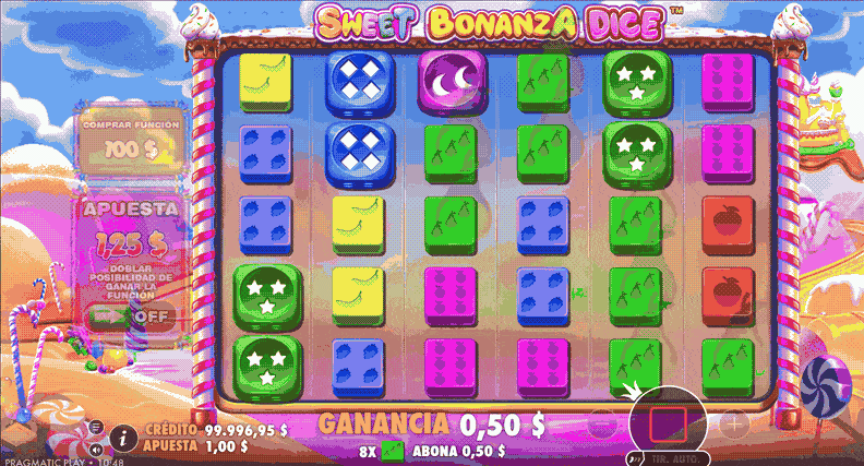 Partida a la slot Sweet Bonanza Dice en un casino online de México.