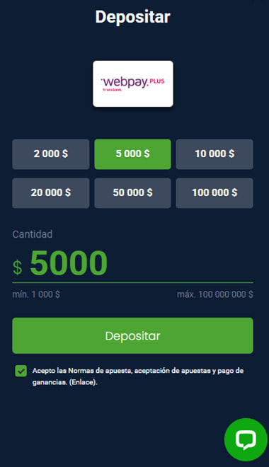 Paso 3: Ingreso del monto exacto para confirmar el depósito de dinero real.