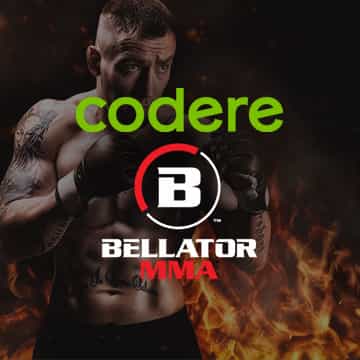 Luchador con el logo de Codere para apostar a Bellator MMA.
