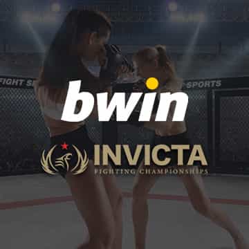 Logo de bwin sobre ring de pelea para apuestas a Invicta FC.