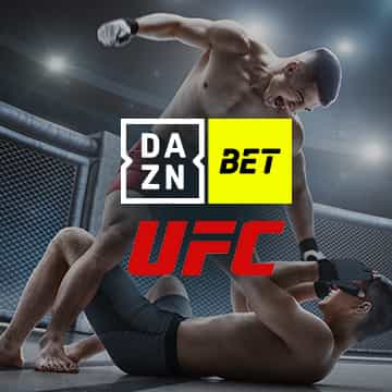 Logo de la casa de apuestas de UFC DAZN bet con dos luchadores.