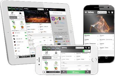 Mercados deportivos para baloncesto disponibles en Betway en diferentes dispositivos móviles.