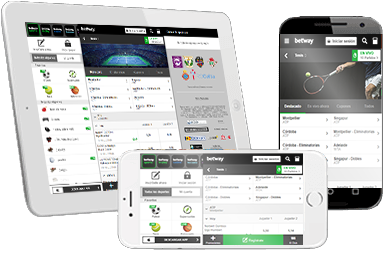 Mercados deportivos para tenis disponibles en Betway en diferentes dispositivos móviles.