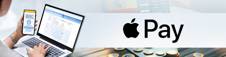 Logo de Apple Pay en casinos online de España.