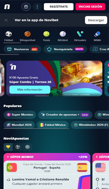 Sección de descarga de la app en la web del operador.