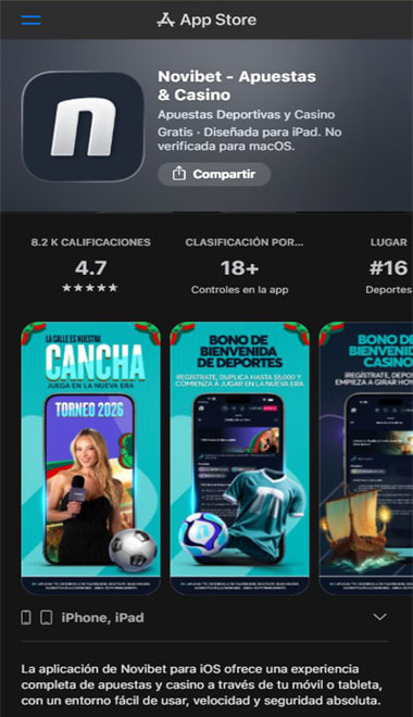 Búsqueda de la app de apuestas en App Store y Google Play.