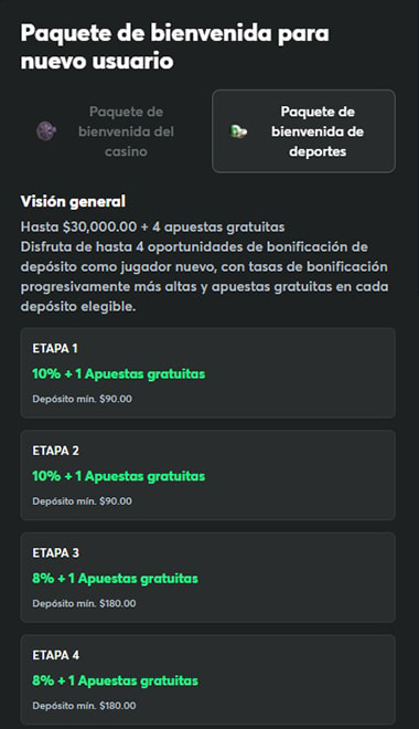 Términos y condiciones del bono de bienvenida antes de aceptarlo.