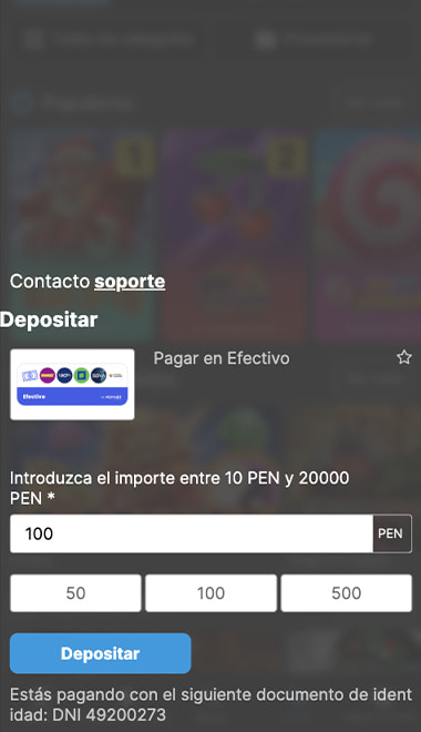 Monto de depósito en un casino online con Skrill chileno.