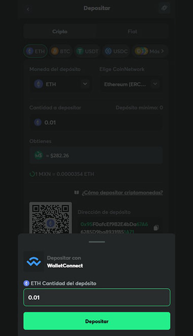 Envía las criptomonedas desde tu billetera y espera la confirmación de la transacción.