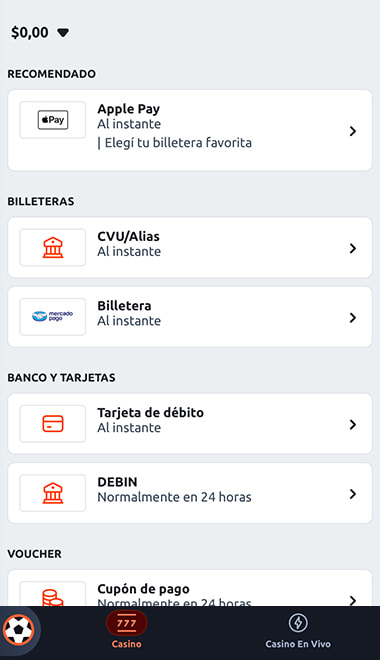 Métodos de pago disponibles en los mejores casinos online de Argentina.