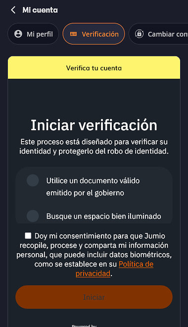 Verificación de la cuenta en Betsson